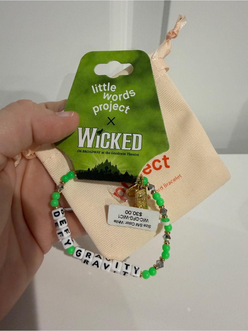 Little Words Project x Wicked Broadway DEFY GRAVITY Bracelet S/M NWT